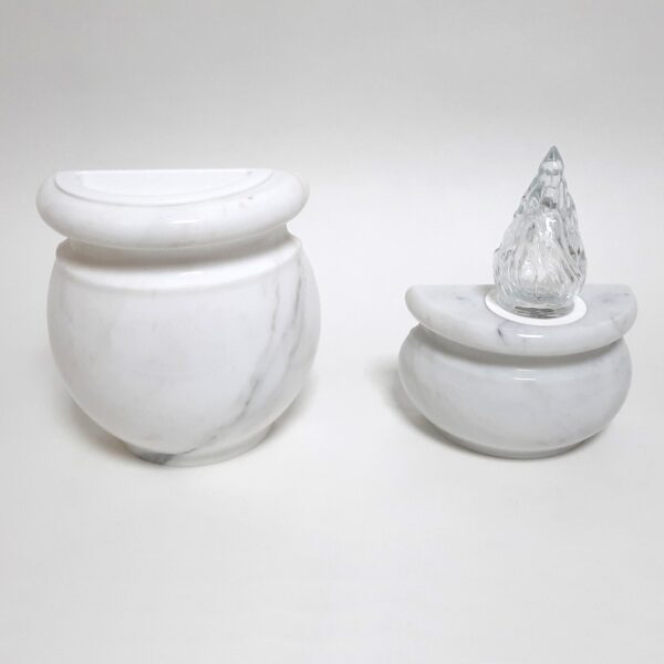 Set: Porta Lampada e Vaso in marmo Portafiori serie "Mezza Luna"